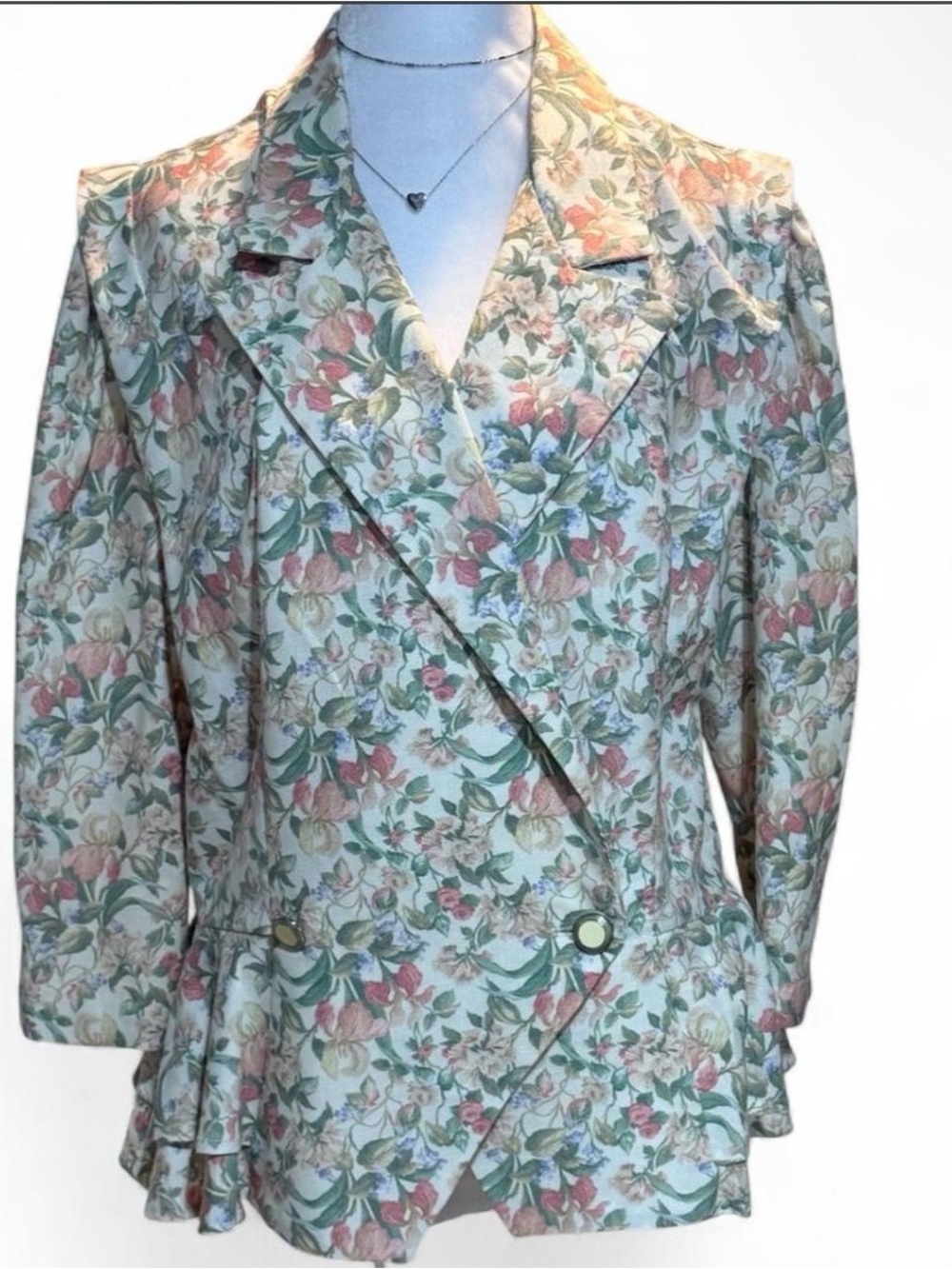 VTG Tina Barrie Floral Peplum Blazer Jacket Crossover Cottagecore